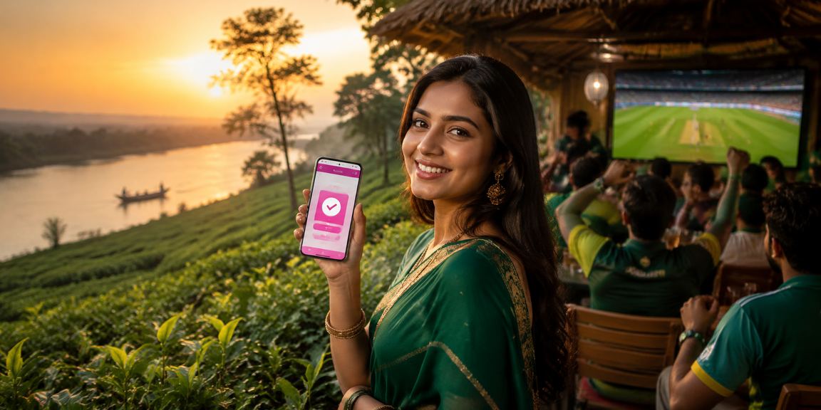 বগুড়ার চা বাগানে ক্রিকেট বেটিং দেখানো দৃশ্য